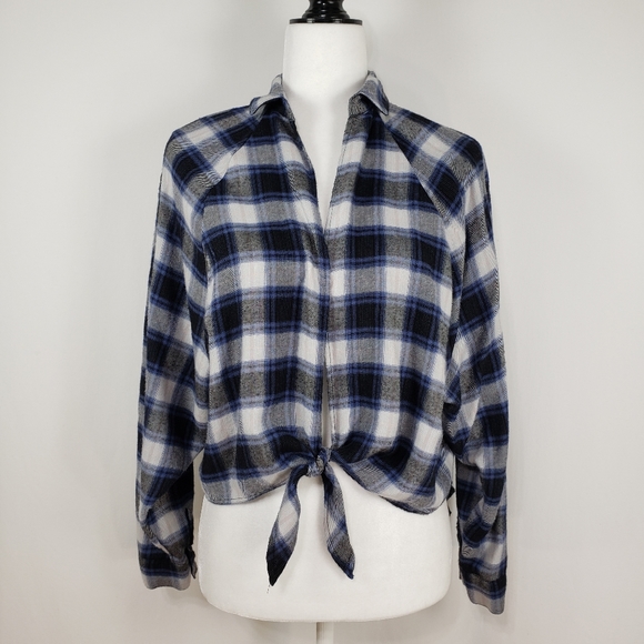 Urban Outffiters BDG Open Flannel Shirt tie front - Picture 2 of 5